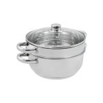 Beste stoompan Baumalu, Stoomcombinatie met 2 roestvrijstalen lichamen, 24 cm, kookpan en stoompan van roestvrij staal, glazen deksel met roestvrijstalen rand, handgrepen van roestvrij staal, gezonde en lichte