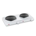 SEVERIN dubbele kookplaat voor de keuken, kantoor of camping, kleine kookplaat met traploze temperatuuraanpassing voor twee pannen, wit, 1.500 W, DK 1042