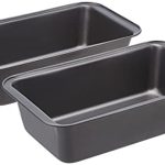 Amazon Basics Rechthoekige broodbakvorm, set van 2, anti-aanbaklaag, koolstofstaal, grijs, 27 x 15 x 7 cm