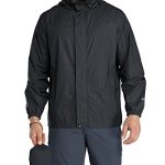 33,000ft Regenjas voor heren, licht, waterdicht, opvouwbare regenjas met capuchon, fiets, regenjack, windjack, camping, outdoor, zwart, L
