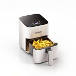 DEIME Air Fryer 2,5 l, kleine airfryer Digital Space Saving Compact, Bake, herverwarming, roosters voor Quick Easy maals, Mini Compact & Quiet, antiaanbaklaag & vaatwasmachinebestendig, basketbal (wit