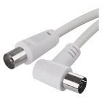 EMOS Antennekabel, coaxkabel, tv-kabel 5 m, coaxkabel voor digitale televisie, tv, ontvanger, SAT, dubbel afgeschermd, rechte coax-stekker naar schuine coax-aansluiting (90 graden)