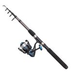 Beste snoekbaars hengel DAM Full Tech Tele Spinning Combo, zoetwater hengel reel snoekbaars snoekbaars meer, sterk lichtgewicht veelzijdig, zwart grijs, 2.10m gematigd snelle hengel, 3000 maat reel