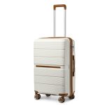 Beste trolley koffer British Traveller 24inch Handbagage Koffer PP Bagage Lichtgewicht Reiskoffer met TSA-slot Cabine koffer 4 Wielen (66x43,3x28,5cm, Wit)