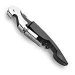 LACOR, 63044 Kelner-kurkentrekker, luxe, roestvrij staal, kurkentrekker, flesopener en kort lemmet, capsules, 3-in-1, zwart
