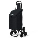VOUNOT Trolly Boodschappentrolley, inklapbaar, met 3 wielen, waterdicht, 32 liter, zwart