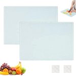 2 stuks snijplank van gehard glas, snijplank van gehard glas 28 x 20 cm, glazen snijplank, antislip rubberen voeten, zonder plastic, glazen snijplank, voor groenten, vlees, brood, groenten en fruit