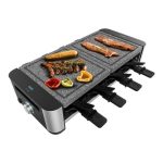 Cecotec Raclette Cheese&Grill 16000 Inox AllStone, 8 personen, 1400 W grill, instelbare thermostaat, gemengd grill- en grilloppervlak 40 x 22 cm, natuursteenplaat, inclusief 8 pannen en 8 spatels.