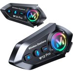 2 x Bluetooth motorhelm headset motorhelm bluetooth 5.4 headset dual chip voor audio multitasking helm intercom hoofdtelefoon communicatiesysteem voor 2 rijders met 500 m compatibel alle