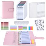 Beste budget banden Euqvunn Budget Binder, Budget Planner A6 met enveloppen voor contant geld, verstelbare sluitingen, portemonnee voor geldbesparing, voor geldorganisator, A6 map spaarboekje - Roze