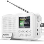 Draagbare DAB radio, FM-digitale radio met 2,4 inch kleurendisplay, Bluetooth & EQ-modi, keukenradio met kabel of op batterijen werkende radio, DAB Plus radio met 80 geheugenplaatsen TF-kaart