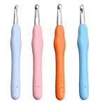 4 stuks haaknaalden, 4 maten haaknaaldenset 7 mm, 8 mm, 9 mm, 10 mm met kleurrijke siliconen handgreep 14 cm, grote haaknaaldenset voor beginners en haakliefhebbers