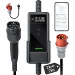 dé Mobile Wallbox 11kW mit APP [7m, 3-Fase, 6-16A] EV Charger 11kW met Digitaal LCD Bediening, EV Oplader CEE 11kW voor ID.3/4, Model Y/3, Enyaq, EX30/XC40, Niro en Andere EV&PHEV