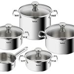 Tefal A705S9 Duetto 9-delige pannenset, geschikt voor inductie, robuust en hoogwaardig roestvrij staal, zeefdeksel, ovenbestendig tot 260 °C (zonder deksel), roestvrij staal