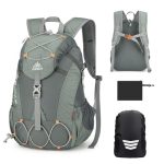 GES 20L wandelrugzak voor dames en heren, lichtgewicht, waterbestendige dagrugzak met regenhoes, duurzame rugzak voor reizen, kamperen, trekking, fietsen, wandelen, school en werk, Grijs, 20 Litres