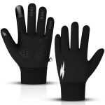 WESTWOOD FOX Hardloophandschoenen, touchscreen, antislip, elastische binnenhandschoenen, winddicht, lichtreflecterende winterhandschoenen, wandelen, kamperen, fietshandschoenen, heren, dames (zwart, L