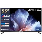 Antteq Q55 QLED Smart TV, 140 cm (55 inch) 4K, HDR, frameloos, App Store (10.000+ apps), Bluetooth Voice Assistant, WiFi 2.4F/5G [EnerFieklasse F]