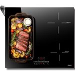 Hobsir 4-pits inductiekookplaat met stekker, 60cm, 3500W, geïntegreerde kookplaat, Flex Zone, kinderslot, Touch Slide Touchbediening