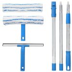 Mitclear Raamwisser met Telescoopsteel(146cm), Raamreiniger met Silicone Wisser en Microvezelkussens, 2-in-1 Professionele Raamtrekker voor Douche Spiegel Deur Auto Glas