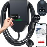 ELECQ Wallbox 7,4 kW Laadstation Type 2 enkelfasig | Slimme laadpaal met app, RFID en Wi-Fi | Lastbeheer en zonnepanelen laden (vereisen Power Monitor)| OCPP 1.6J/2.0.1 | 32A | 5m kabel | IP65 | TÜV