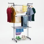 Amazon Basics Toren-droogrek voor binnen met opvouwbare vleugels, 4-laags, tuin, grijs