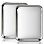 Fire More Bakplaat, roestvrij staal Ovenplaat Taartplaat 2-delige set, 23,5 x 17,5 x 2,5 cm, rechthoekig, spiegelafwerking, eenvoudig schoon te maken en vaatwasmachinebestendig