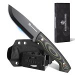 DRACHENADER AQUILA-X Survivalmes, lemmet 10,7 cm, full tang, D2 roestvrij staal met Kydex-riemtas, zwart lemmet en groen G10-handvat