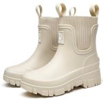 GURGER Dames Regenlaarzen Waterdicht Rubberen Laarzen Antislip Regenboots voor Dagelijks Gebruik en Outdoor, Beige 38, 245