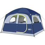 Milietent voor 6 personen, waterdicht, windbestendig, tent met stahoogte, eenvoudig op te bouwen, dubbelwandige familietent met netramen, 300 x 270 x 200 cm (grijs)