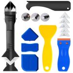 Eleechen kit kit siliconen kit kit gereedschap set met 4 vervangen siliconen schraper/kitverwijderaar, voegafdichtmiddel remover tool voor thuis, keuken, badkamer, vloer, hoek