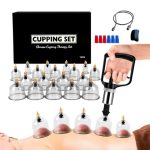 Glazen met vacuümpomp en therapiemagneten + fascia-schraper, cupping (18 stuks) tegen spanning en cellulitis en lymfedrainage, hoogwaardige cupping-glazenset voor gezicht en lichaam