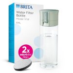 BRITA waterfilterfles Vital light green (0,6l) - incl. 2 MicroDisc filters - BPA-vrije drinkfles voor onderweg, vermindert PFAS*, chloor, herbiciden, pesticiden en andere onzuiverheden