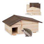 Beste egelhuis Relaxdays egelhuis, hout, egelhotel met bodem, 2 kamers, overwinteringsplek, tuin, HxBxD: 24 x 46 x 33,5 cm, naturel