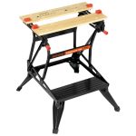 Black+Decker WM536 Flexibele werkbank met groot werkblad, in hoogte verstelbaar en eenvoudig te hanteren, belastbaar tot 160 kg, afmetingen (werkoppervlak): 25,0 x 61,0 cm Single zwart