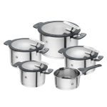 ZWILLING Simplify Edelstahl-Kochtopfset, 5-teilig, Mit integriertem Sieb im Deckel, Induktionsgeeignet, Silber-Schwarz
