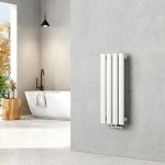 EMKE Kleine radiator, 600 x 240 mm, ovale paneelverwarming, centrale aansluiting, verticaal, design, buizenradiator, eenlaags, wit, 177 watt