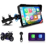 Jansite 7 inch Motorfiets CarPlay Android Auto Groot Scherm, 2.5D IPS Motorfiets Display IP67 Waterdichte Navigatieapparaten voor Motorfietsen met Dual Bluetooth, Siri/Google Assistant