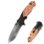 Beste zakmes Zakmes, opvouwbaar houten mes, klein opvouwbaar mes met zakclip, scherp stalen mesblad, touwknuider, ruitbreker voor jacht en kamperen