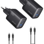 INIU 30W USB C Oplader, 2-pack Snellader met 1,5m 60W Kabel