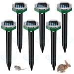 Nzkeuf Mollenverjager, 6 stuks, verbeterde mollenverjager op zonne-energie, ultrasoon, waterdicht, voor het verdrijven van woelmuizen, serpent, gopher