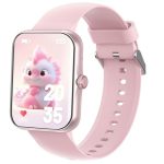 PTHTECHUS Smartwatch voor kinderen, telefoonhorloge, sport, fitness voor kinderen, 1,83 inch HD-touchscreen, meldingen berichten, fitnesstracker voor jongens, meisjes en tieners (roze)