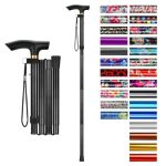 Beste wandelstok voor ouderen supregear Inklapbare Wandelstok, In Hoogte Verstelbare Opvouwbare Loopstok, Lichtgewicht Draagbare Wandelstok met Polsband en T-Handvat voor Ouderen, Gehandicapten, Mannen en Vrouwen