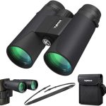 Kylietech Verrekijker 12x42 HD Compacte Verrekijker Waterdicht voor Vogels Kijken, Wandelen, Jagen, Sightseeing, FMC-Lensverrekijker incl. Draagtas, Draagriem en Smartphone-Adapter