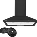 CIARRA CBCB6201 A++ Afzuigkap 60cm, Wandafzuigkap met 3 snelheidsstanden 370m³/h – Afvoer en recirculatie afzuigkap met koolstoffilters CBCF002X2, Zwart