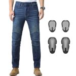 CTBQiTom heren motorjeans motorbroek beschermende motorbroek met afneembare CE bepantsering,Blauw,34W/30L