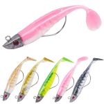 Beste kunstaas voor zeebaars HOTUT Spinning Visaas, Set van 5 rubberen vissen, Zachte vissen aas met lood hoofd Jigs haak, kunstaas voor Zeebaars, Shad, Snoek, Forel, Kunstaas voor snoek, Vistuig voor Zoutwater & Zoetwater