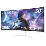 Z-Edge Gaming Monitor Gebogen Witte 30'' 200Hz, 1ms, 2560x1080, FreeSync, Scherm PC White Ultrabrede 21:9, Verstelbare Kanteling, 1500R VA, 2×HDMI2.0 & 2×DP1.4, RGB, VESA 75*75mm(DP-kabel meegeleverd)