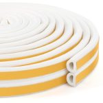 Inwee Afdichtingstape voor deuren en ramen, zelfklevende rubberen schuimafdichtstrips, tochtstopper voor raamdeur, weerstrip, afdichtingstape, zelfklevend (9 mm x 6 mm totaal 5m, wit)