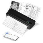 SMOCTAR Draagbare Thermische Printer A4, Inktloze printer Bluetooth compatibel met Android&iOS telefoons en laptops, kleine printer voor thuis, bonnen, foto's, inclusief 1 thermische rol (Zwart)
