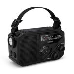 Philips TAR1609 draagbare FM/AM-radio met interne oplaadbare batterij, back-up met AAA-batterij en handslinger, zonne-energie, ingebouwde led-lamp en zaklamp voor kamperen, wandelen en stroomuitval
